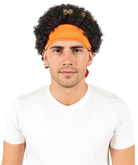 Wigs2you  H-7062 大人用メンズ ブラウン＆ゴールド カーリーアフロフルウィッグ ヘッドバンド付き 11インチ 難燃性合成繊維 コスチュームパーティーやイベントに最適