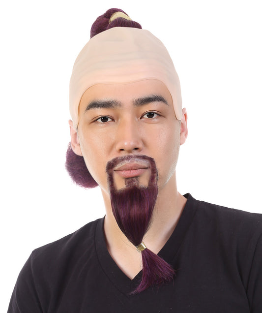 Wigs2you H-4879 アラジン ジーニー パーティーウィッグ 大人用 メンズ ジーニーウィッグ ひげと口ひげセット付き バーガンディ