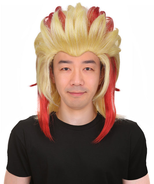 Wigs2you H-5654 メンズ アニメ デーモンハンター イエロー＆レッド フレイムヘア ウィッグ 合成毛
