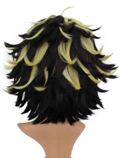 メンズファッション C-099 ミディアム C-ブラック/ペールイエローハイライト コスプレヒートスタイラブルウィッグ