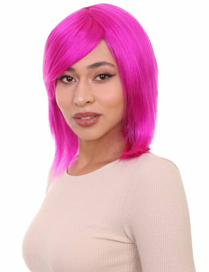 Wigs2you ハロウィン パーティー プレミアム H-1431 簡単に着用でき 快適なフィット感の女性ショート ネオン フューシャ ウィッグ