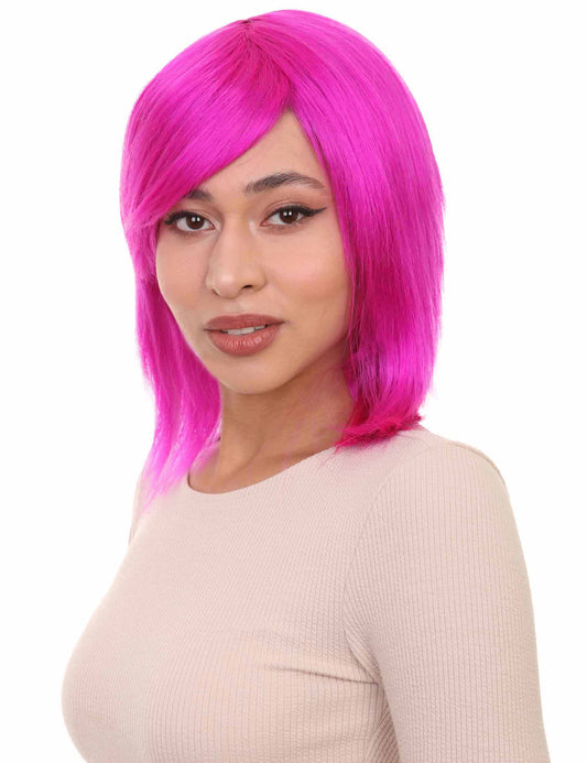 Wigs2you ハロウィン パーティー プレミアム H-1431 簡単に着用でき 快適なフィット感の女性ショート ネオン フューシャ ウィッグ