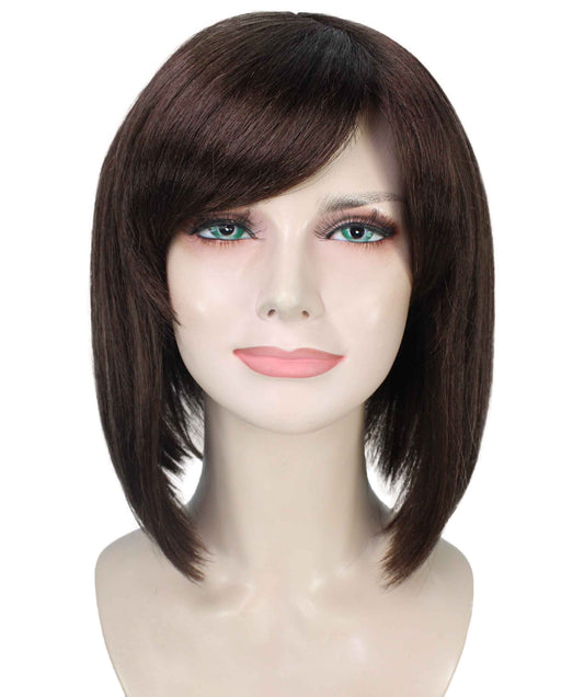 女性用ブラウンストレートトレンディイントロvertedボブウィッグ H-5272 プレミアムハロウィンパーティーウィッグコレクション