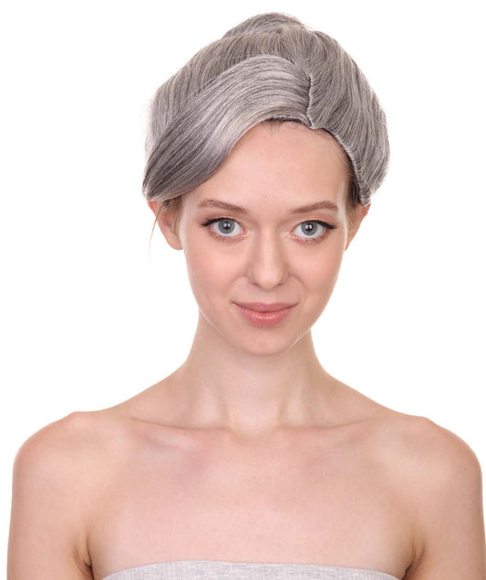 コスプレ用ウィッグ Mrs Zimmermann H-3832 グレー おばあちゃんのヘアバン付きウィッグ プレミアム 通気性の良い キャップレスキャップ