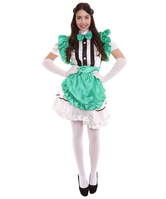 女性用 JCO-326_8 アニメ コスプレ フレンチメイド ファンシー ドレス グリーン コスプレ コスチューム