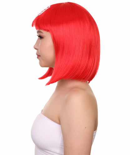 レディース 愛国的なチュニジアフラッグボブウィッグ H-3913 プレミアム 通気性の良い キャップレスキャップ