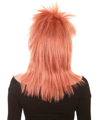 Wigs2you ハロウィン パーティー プレミアム H-1310 簡単に着用でき 快適なフィット感 80 年代女性ピーチ ロッカー スタイルウィッグ