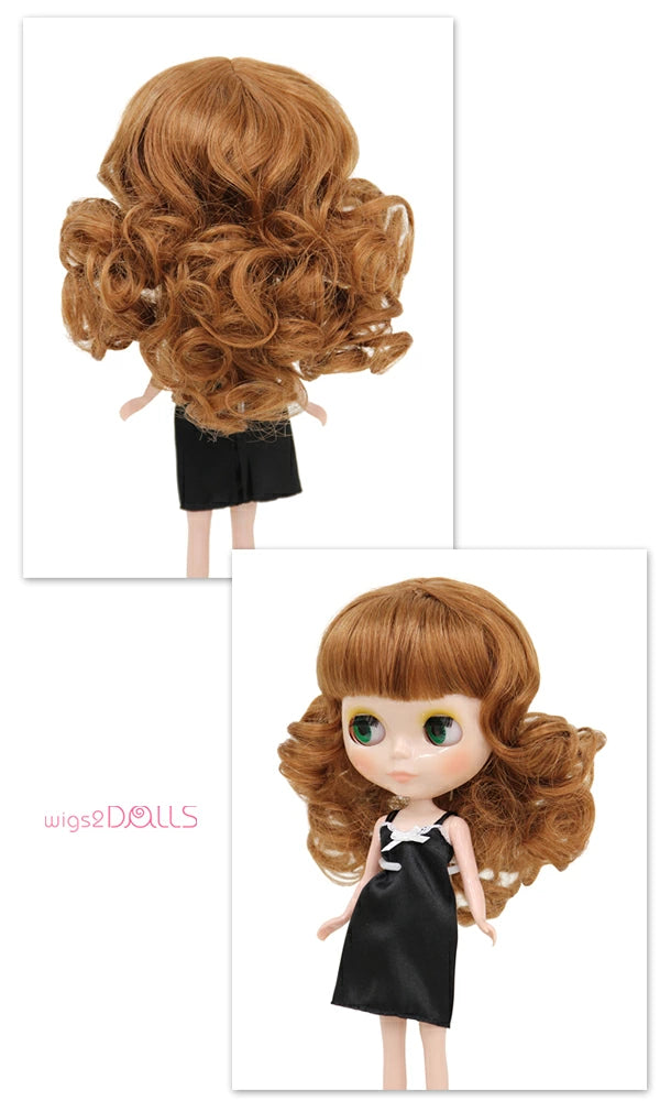 Wigs2you B-180 ドールウィッグ ブライス Blythe ミディアム ボブ 前髪ぱっつん ボリューム ラッシュブラウン 18cm 日本製高級ファイバー 非耐熱 撮影用