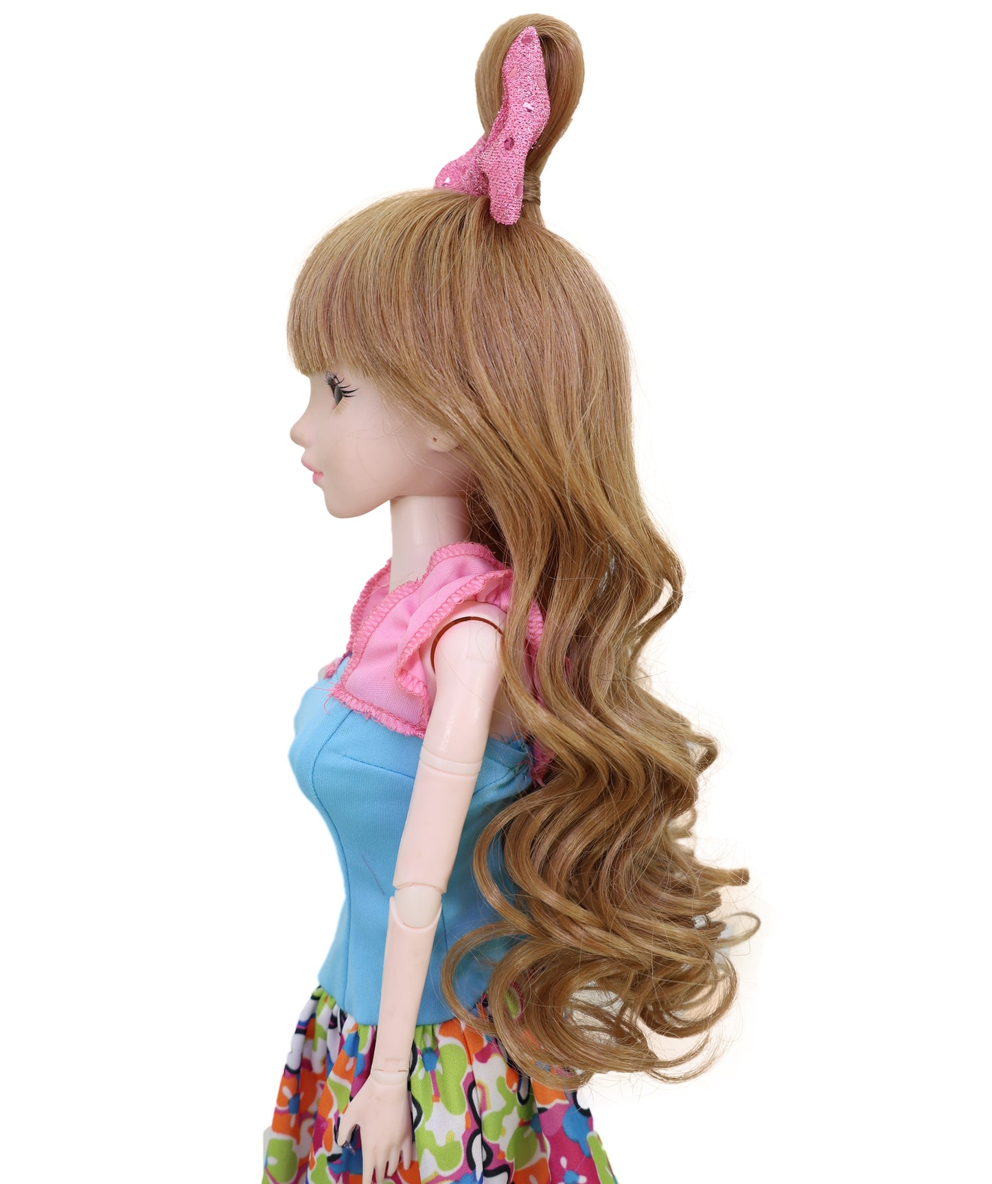 Wigs2you B-234 コッパーブロンド プレイドール用ウィッグ - 14インチ ロングカーリーヘア トップバンス＆バンズ付き - ハロウィンやドールコスプレに最適