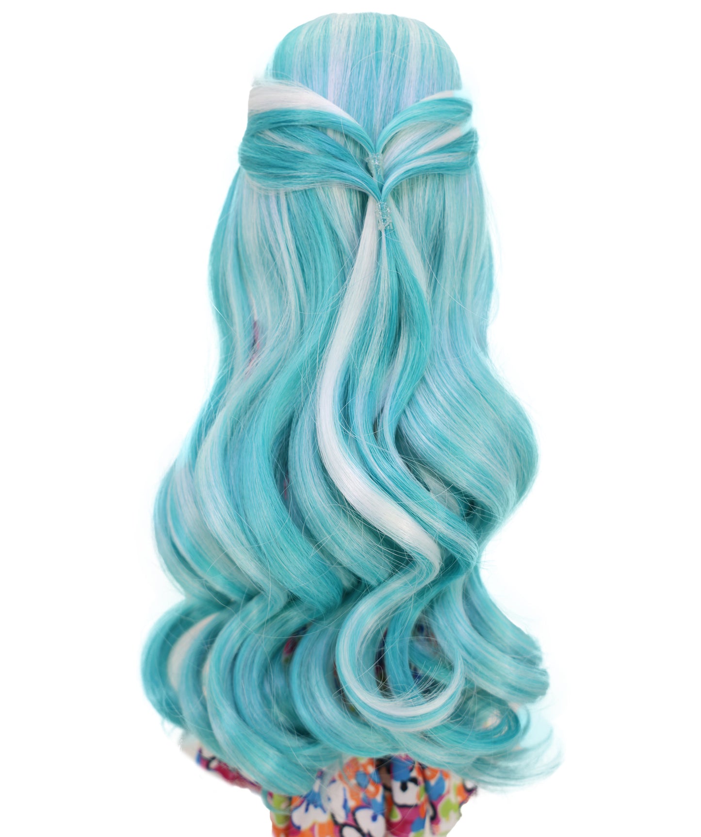 Wigs2you B-235 ブルー カーリーウィッグ プレイドール用 14インチ ファンタジーウェーブヘアピース