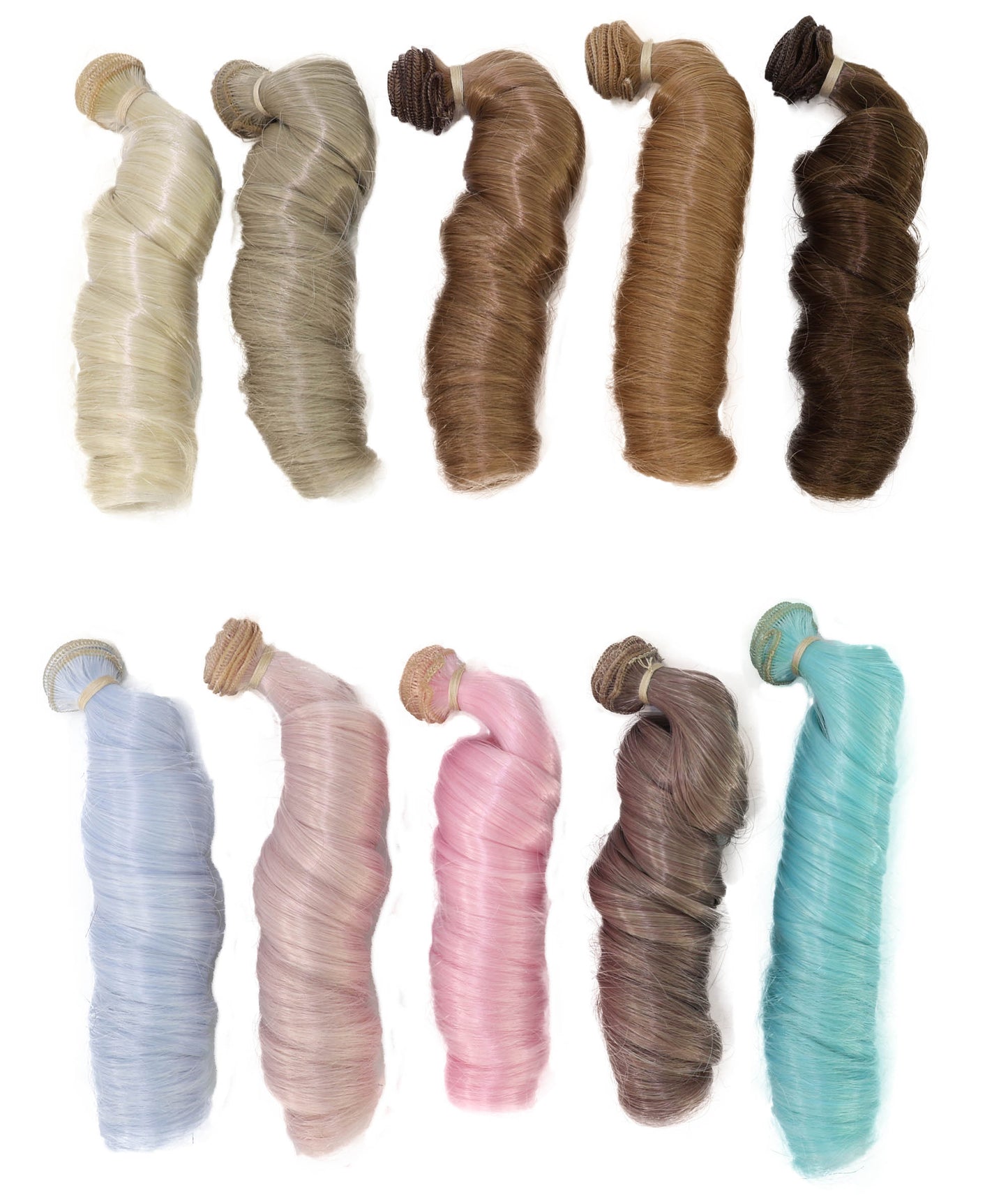 Wigs2you B-238 マルチカラー カーリードール用ウィッグセット – JPプレイドール用 9インチ 人工毛 10個セット