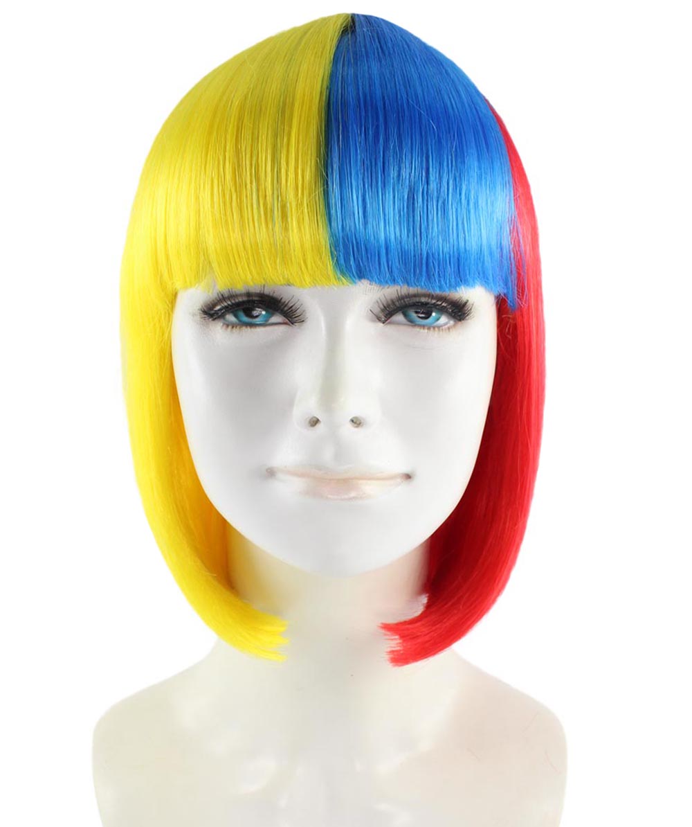 ハロウィンパーティープレミアムレディース Flag-002 ボブウィッグ マルチカラー ファンシーキャラクターファッションウィッグ ソフト合成繊維