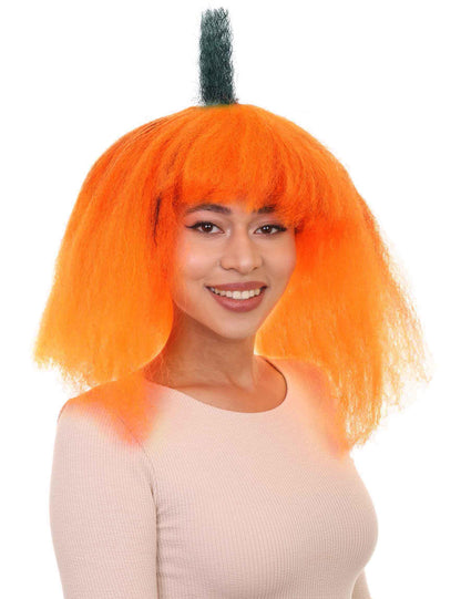 ハロウィーンのカボチャの女性ウィッグ | 果物野菜コスプレハロウィンウィッグ | プレミアム通気性キャップレスキャップ H-355