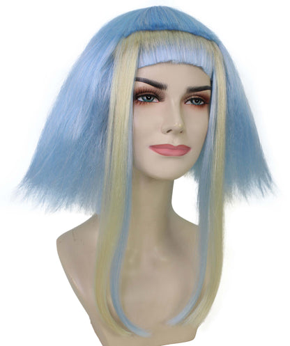 ハロウィンパーティープレミアムレディース H-5776 ライトブルーボブスタイルのハイライトヘアーポートレートウィッグ
