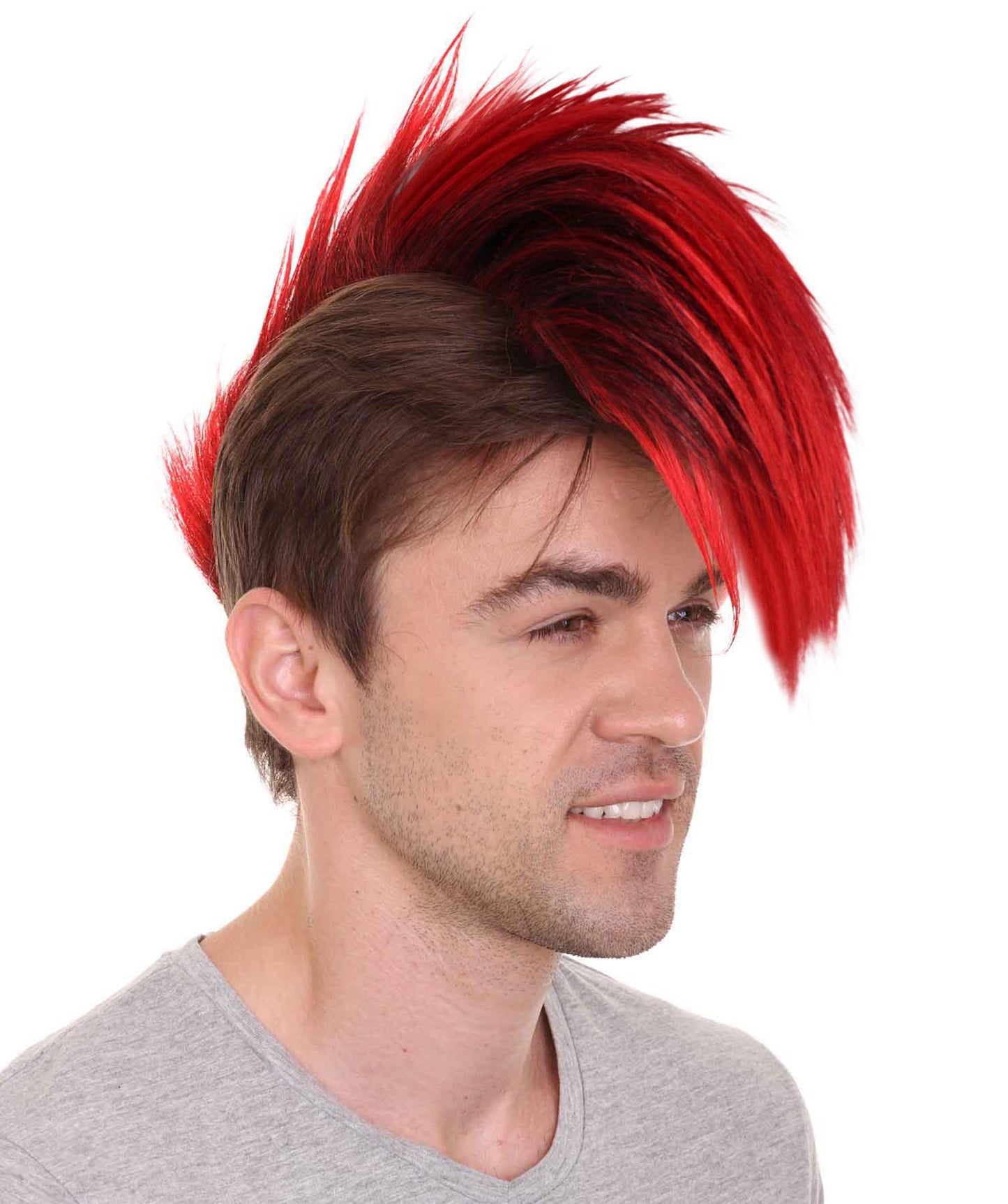 ハロウィンパーティープレミアムメンズ H-4840 モヒカン レッド＆ブラックウィッグ