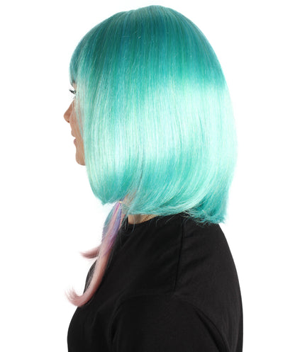 Wigs2you H-6924 前髪付きレディースウェーブブルーボブウィッグ｜コスプレに最適｜難燃性合成繊維