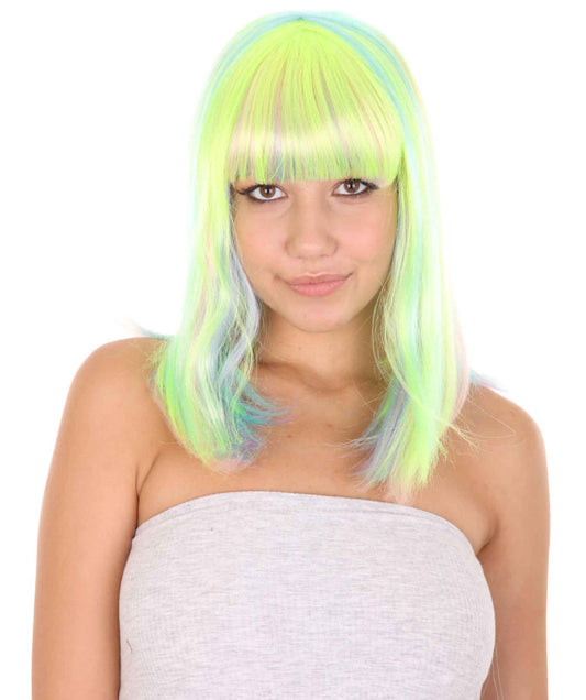 Wigs2youハロウィンパーティープレミアムレディースH-1976 美しい見た目のレインボーボブウィッグ