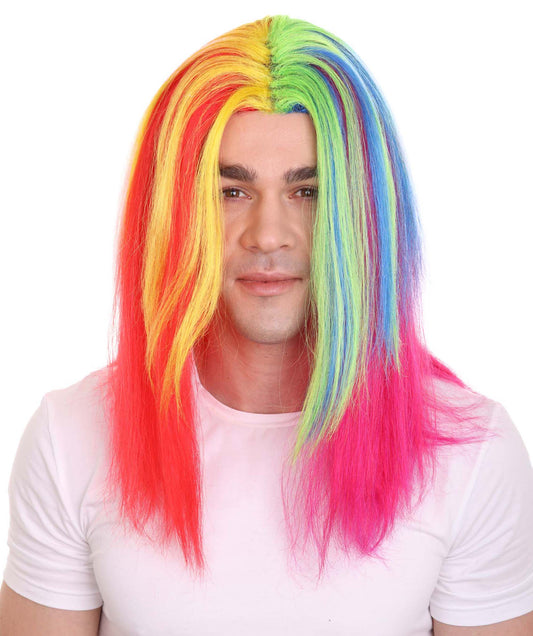 ハロウィンパーティ プレミアム 男性用 H-4413 6ix9ine ダニエル・ヘルナンデス レインボーロングストレートウィッグ