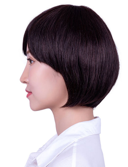 30歳〜40歳 若者の短い HT-019 100% ヒューマンヘア ナチュラルエレガンス ハンドタイド ヒューマンヘア束