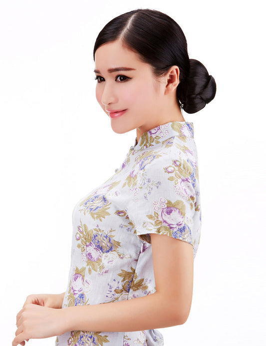 女性 W-8401 のスタイリッシュなバンズヘアスタイル ブラック 合成繊維