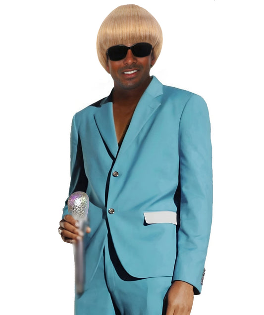 Wigs2you H-6936 大人用メンズ イヤークエイク風ブロンドボブウィッグ サングラス付き | コスプレやコスチュームイベントにぴったりの大胆なレトロルック