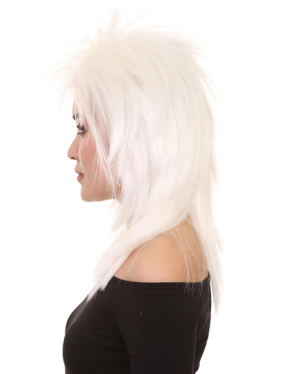 Wigs2you ハロウィン パーティー プレミアム H-1323 簡単に着用でき 快適なフィット感 80 年代女性ホワイト ロッカー スタイルウィッグ