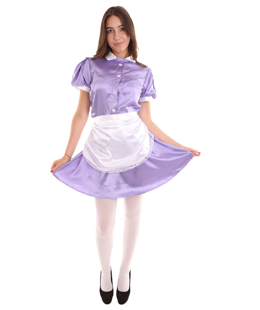 大人用女性の JCO-328_15 フレンチエプロンメイド制服 ミディアムパープル コスプレコスチューム
