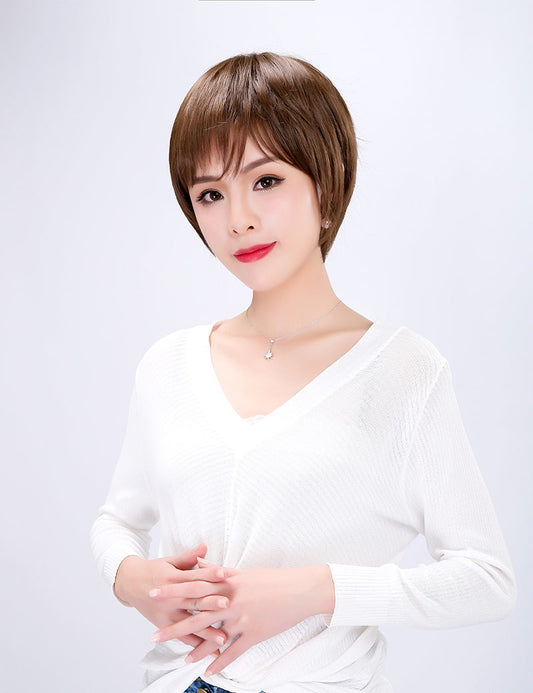 ボーイッシュにもナチュラルにも合わせやすいマニッシュショート、男女共に使えて、小顔効果も抜群、ウィッグネット付き W-1016 