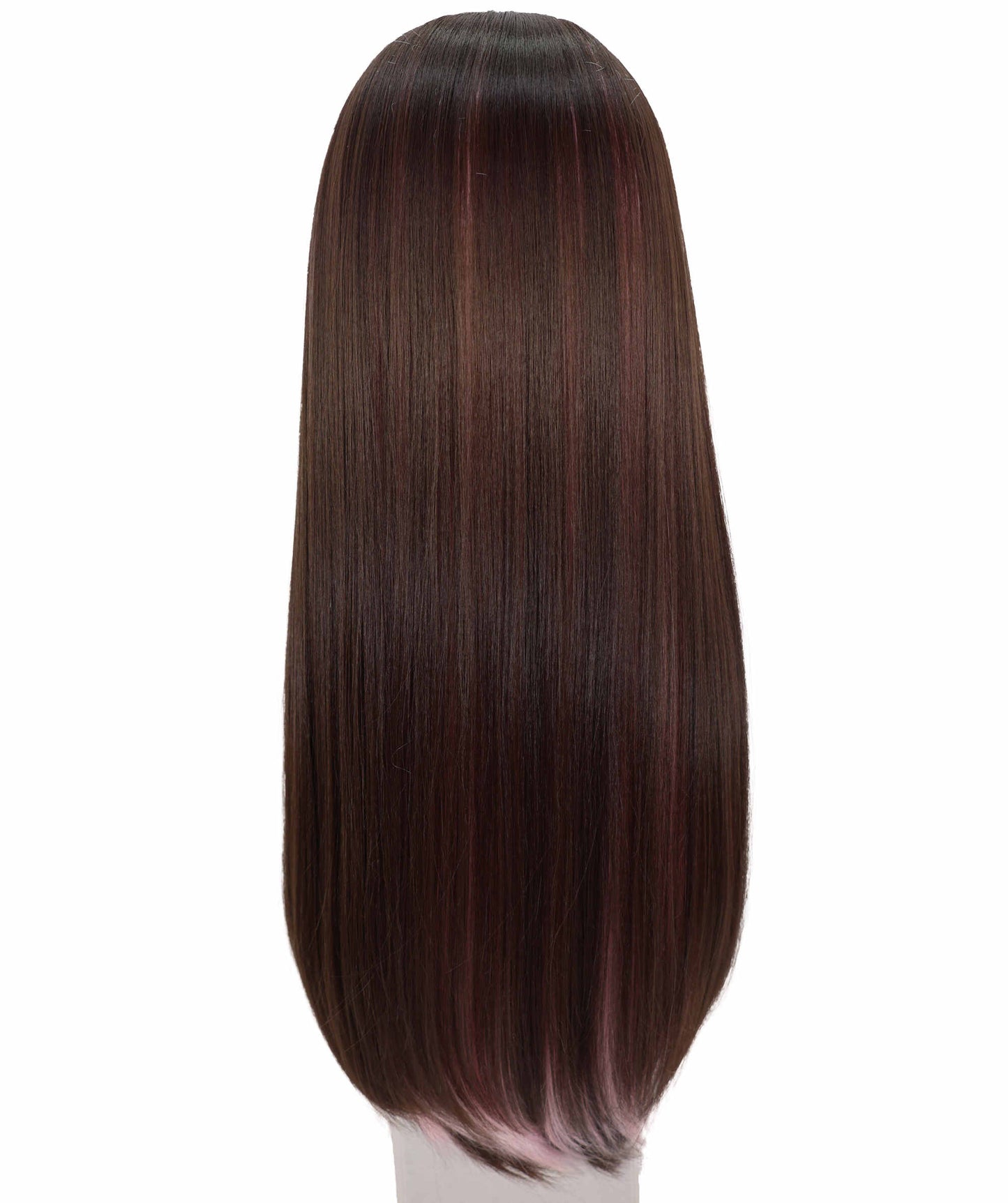 Wigs2you C-105 大人女性用 ブラック＆ピンク 26インチ ロングストレートウィッグ（前髪付き）｜ハロウィン・コスプレウィッグ｜難燃性合成繊維