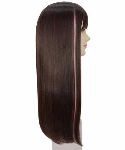 Wigs2you C-105 大人女性用 ブラック＆ピンク 26インチ ロングストレートウィッグ（前髪付き）｜ハロウィン・コスプレウィッグ｜難燃性合成繊維