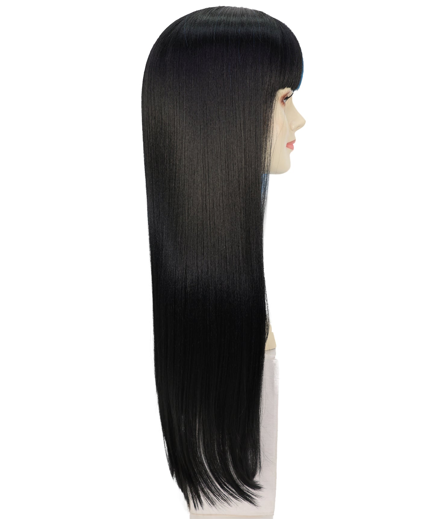 Wigs2you C-106「大人女性用 ブラック＆ブルー 27.5インチ ロングストレートウィッグ（前髪付き）｜ハロウィン・コスプレ用ウィッグ｜難燃性合成繊維」
