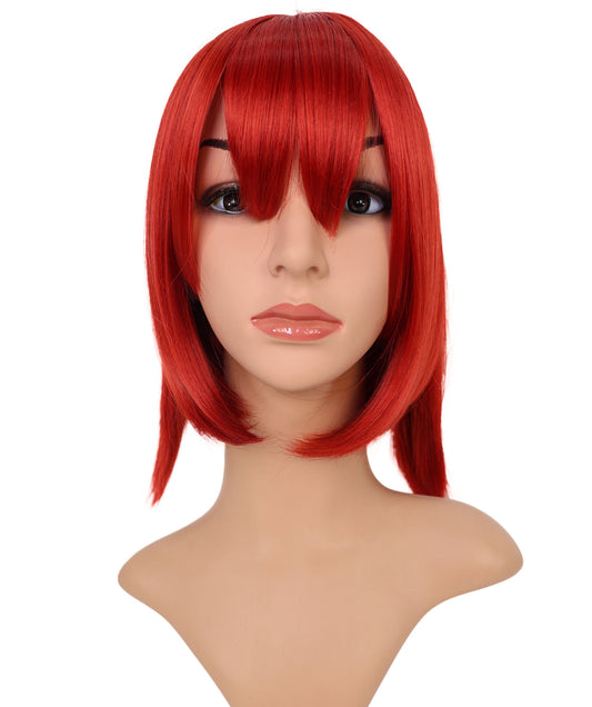 Wigs2you C-108 コスプレウィッグ チェリーレッド ショートボブ フルバングス 12.5インチ 人工毛 女性用