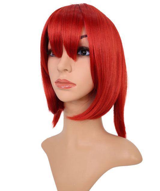 Wigs2you C-108 コスプレウィッグ チェリーレッド ショートボブ フルバングス 12.5インチ 人工毛 女性用