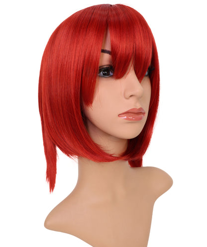 Wigs2you C-108 コスプレウィッグ チェリーレッド ショートボブ フルバングス 12.5インチ 人工毛 女性用
