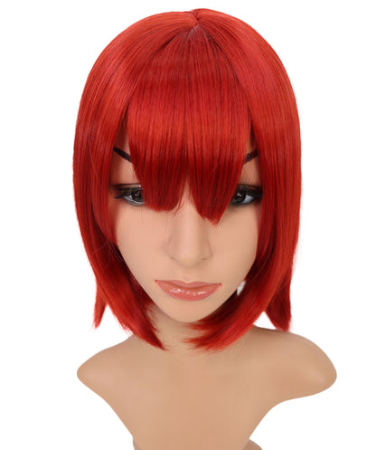 Wigs2you C-108 コスプレウィッグ チェリーレッド ショートボブ フルバングス 12.5インチ 人工毛 女性用