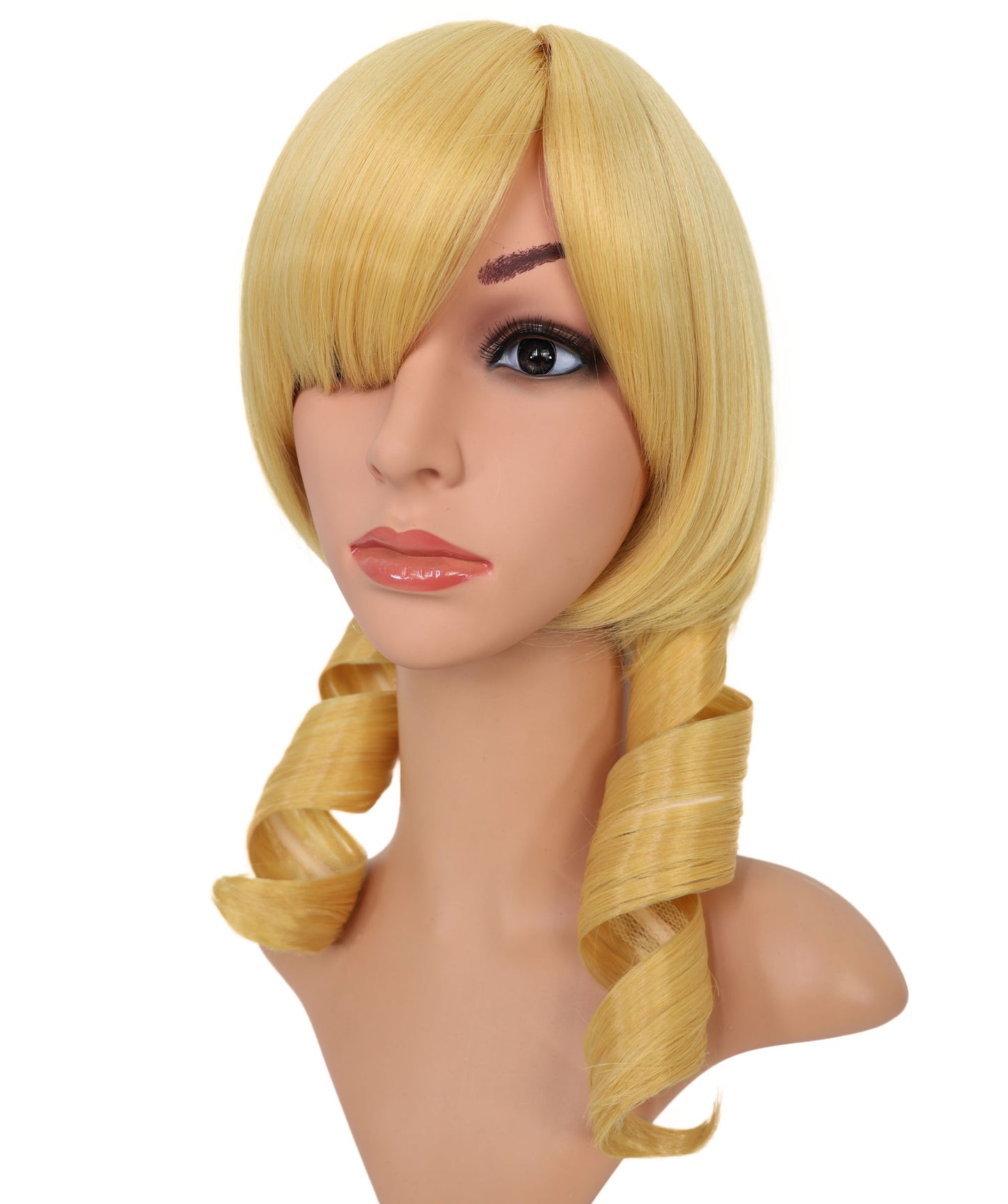 Wigs2you C-109 コスプレウィッグ ブロンドツインテール サイドバング付き 16インチ 人工毛 女性用