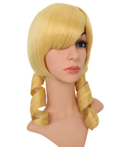 Wigs2you C-109 コスプレウィッグ ブロンドツインテール サイドバング付き 16インチ 人工毛 女性用