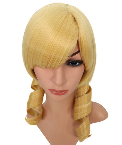 Wigs2you C-109 コスプレウィッグ ブロンドツインテール サイドバング付き 16インチ 人工毛 女性用