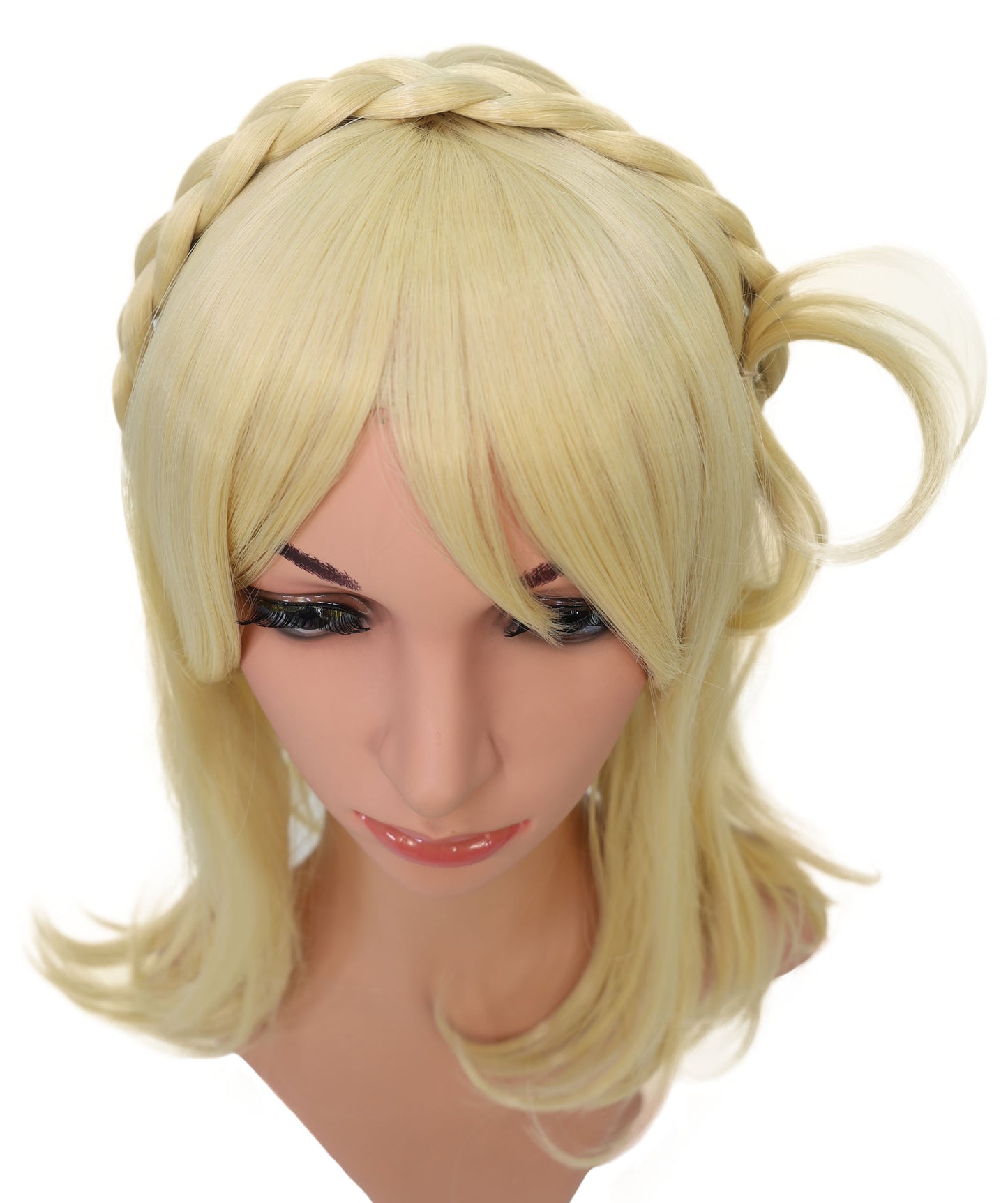 Wigs2you C-110 コスプレウィッグ ブロンドストレート ミディアムレングス サイドカール 16インチ 女性用
