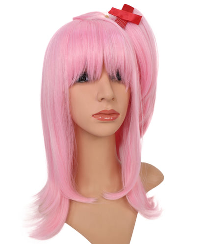 Wigs2you C-113 コスプレウィッグ ライトピンク サイドポニーテール＆レッドクリップ付き 18インチ 合成キャップレスキャップウィッグ