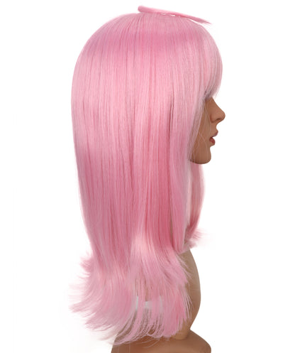 Wigs2you C-113 コスプレウィッグ ライトピンク サイドポニーテール＆レッドクリップ付き 18インチ 合成キャップレスキャップウィッグ