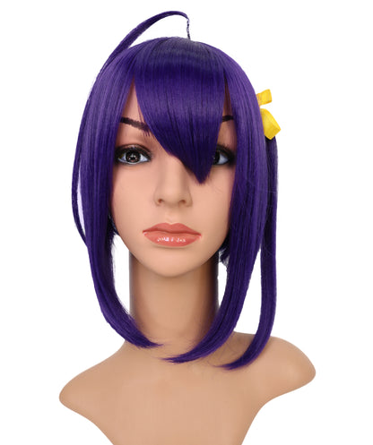 Wigs2you C-114 コスプレウィッグ ダークパープル ストレートボブ ポニーテール＆リボン付き | 12インチ 人工毛