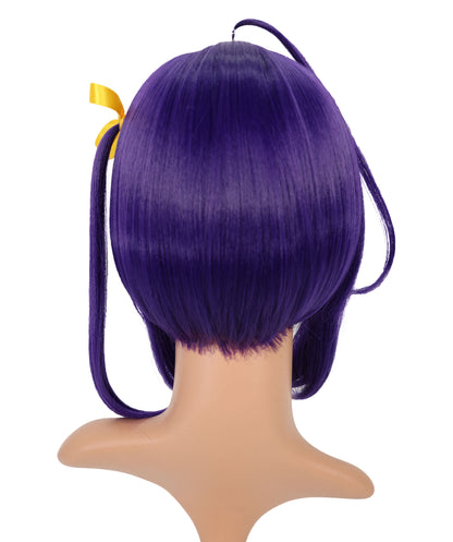 Wigs2you C-114 コスプレウィッグ ダークパープル ストレートボブ ポニーテール＆リボン付き | 12インチ 人工毛