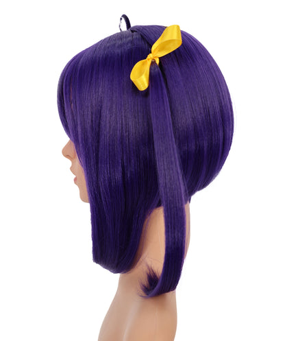 Wigs2you C-114 コスプレウィッグ ダークパープル ストレートボブ ポニーテール＆リボン付き | 12インチ 人工毛