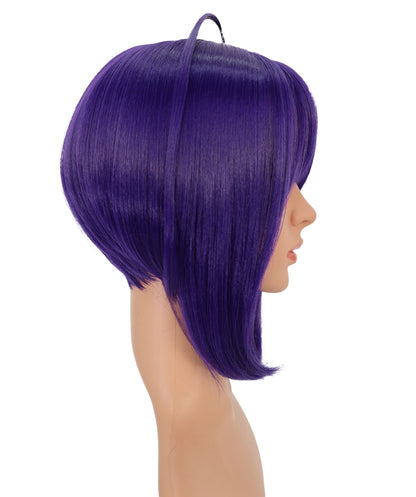 Wigs2you C-114 コスプレウィッグ ダークパープル ストレートボブ ポニーテール＆リボン付き | 12インチ 人工毛