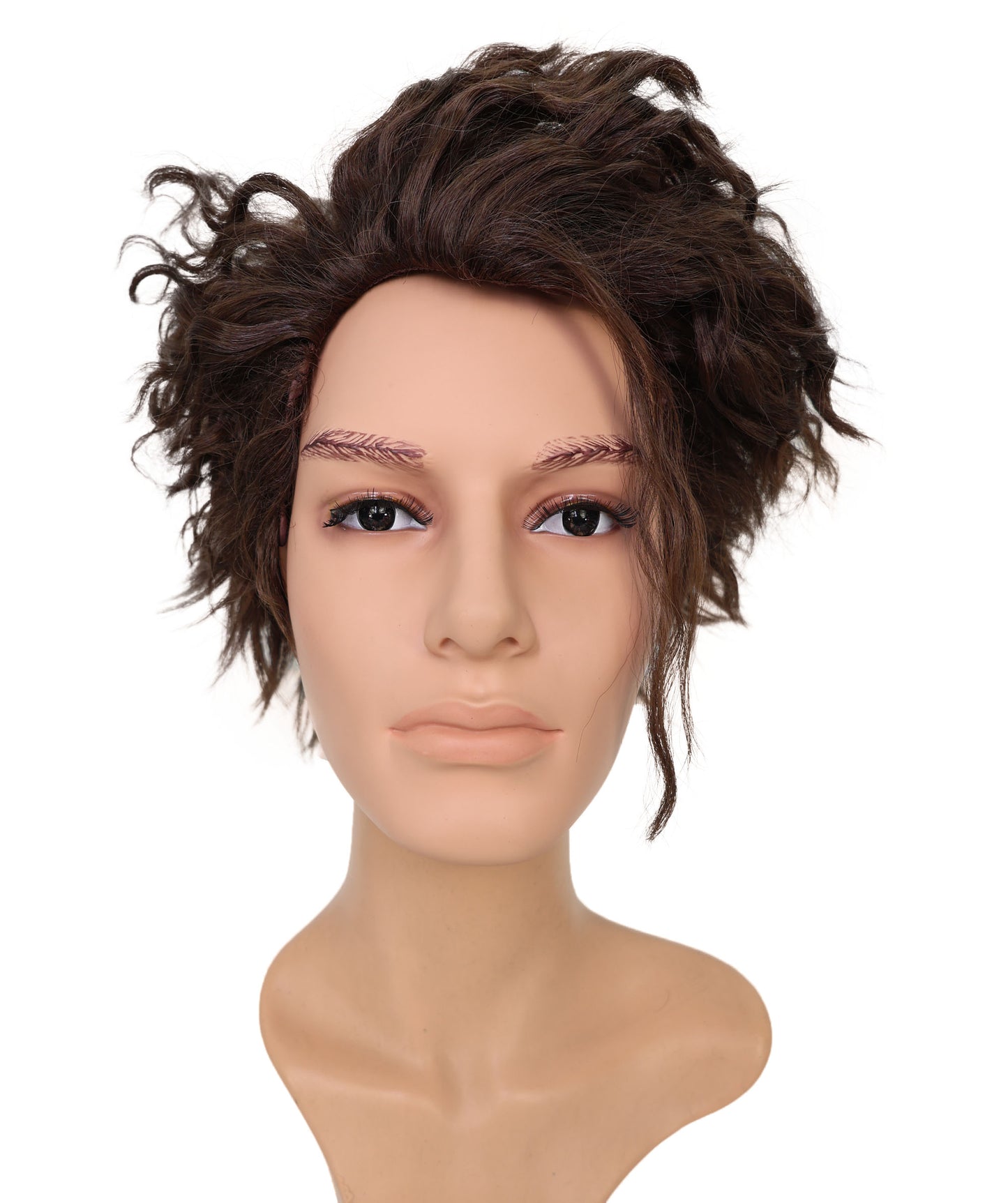 Wigs2you C-115 メンズコスプレウィッグ くせ毛風 ダークブラウン ボリュームヘア | 10インチ 合成繊維ウィッグ