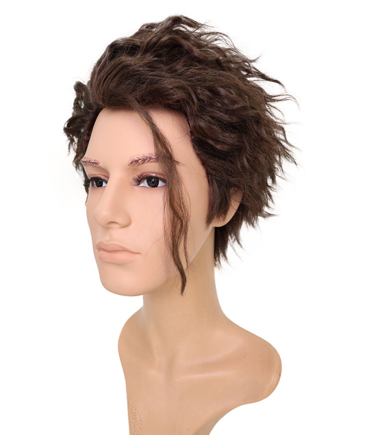 Wigs2you C-115 メンズコスプレウィッグ くせ毛風 ダークブラウン ボリュームヘア | 10インチ 合成繊維ウィッグ