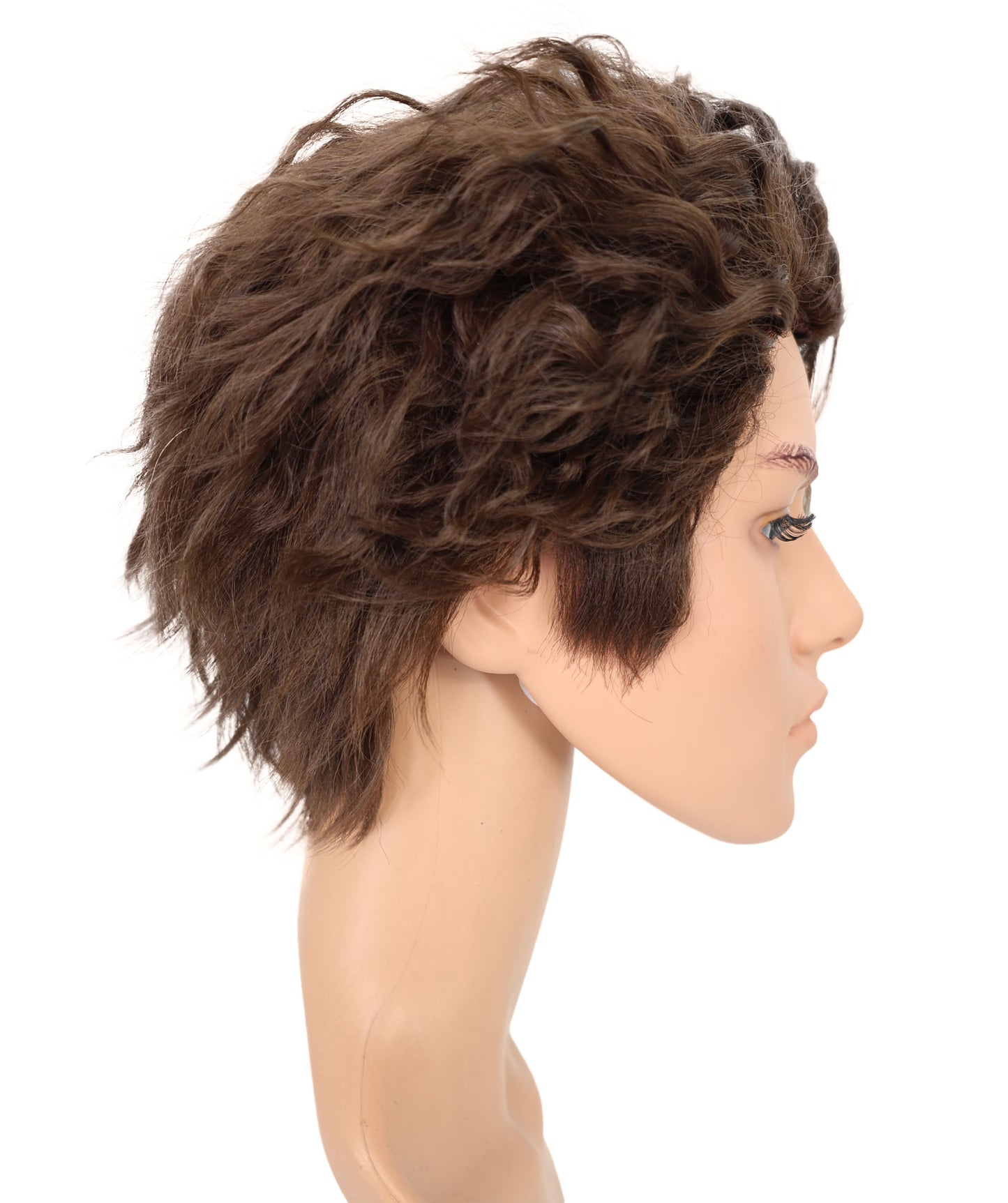 Wigs2you C-115 メンズコスプレウィッグ くせ毛風 ダークブラウン ボリュームヘア | 10インチ 合成繊維ウィッグ