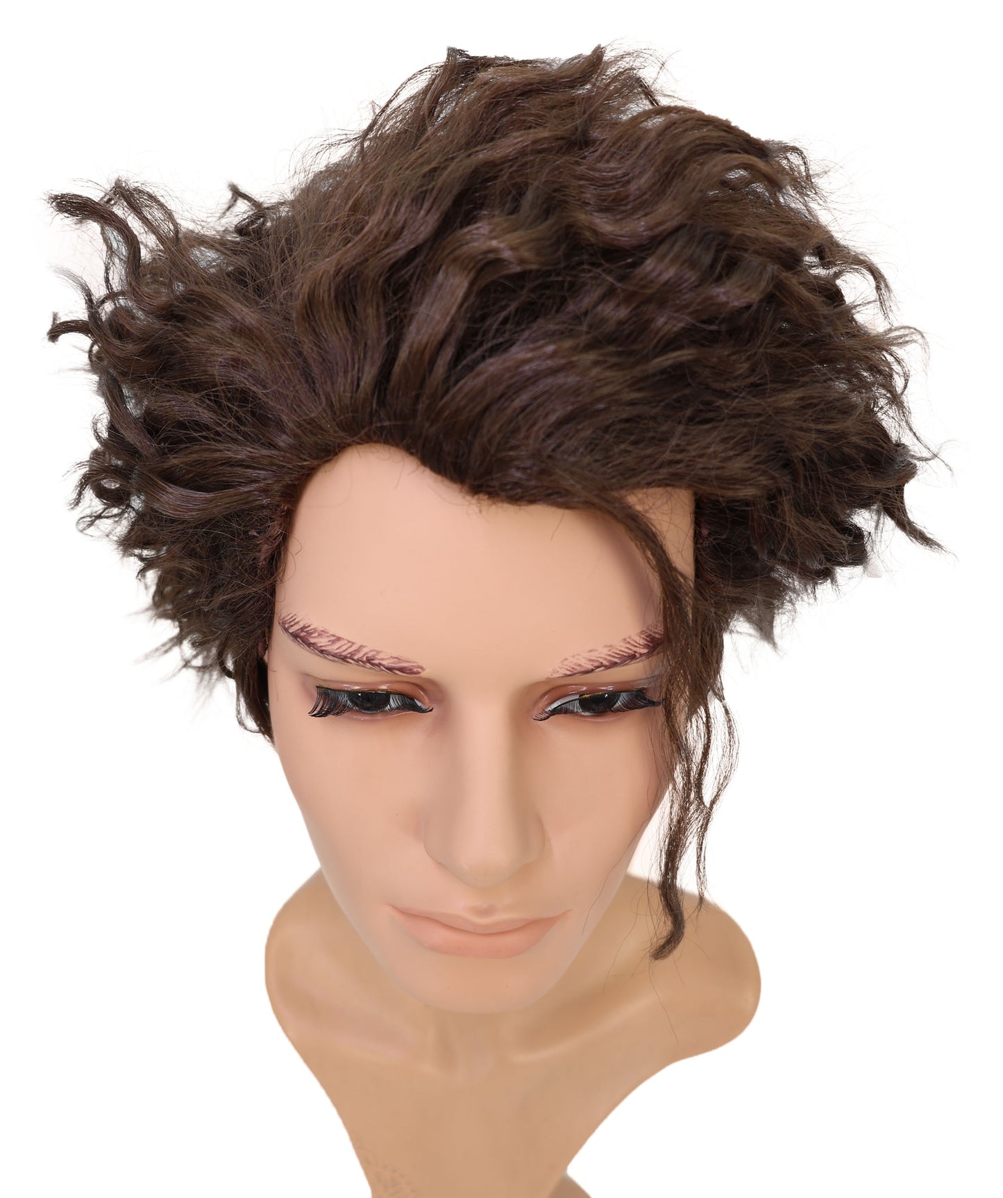 Wigs2you C-115 メンズコスプレウィッグ くせ毛風 ダークブラウン ボリュームヘア | 10インチ 合成繊維ウィッグ
