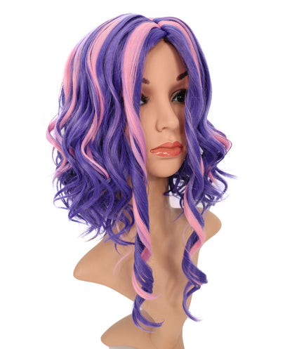 Wigs2you C-116 コスプレウィッグ パープル＆ピンク ツートンカーリーヘア | 14.5インチ レディース 合成繊維ウィッグ